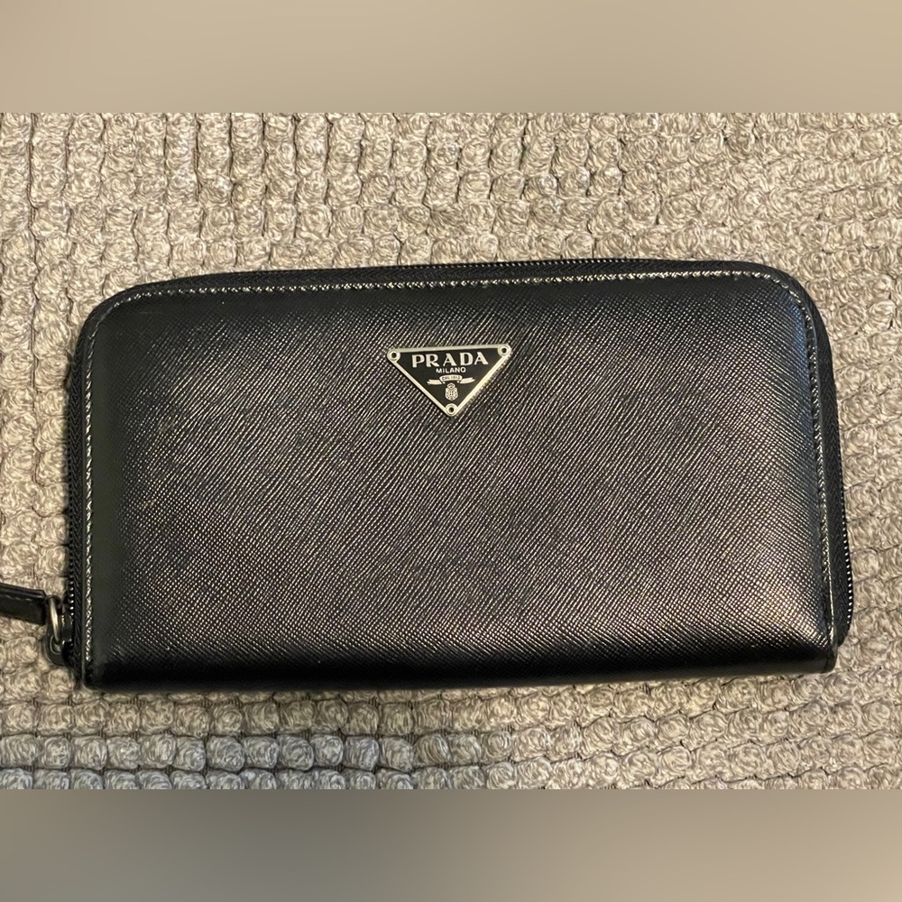 Panda Large Saffiano Leather Wallet EUC -Black